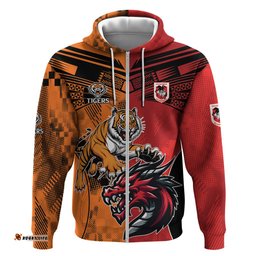custom dragons and tigers hoodie rugby mascot with sporty style