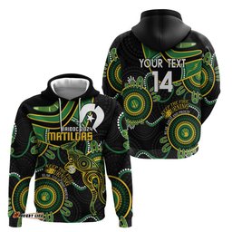 custom matildas naidoc week hoodie australia kangaroo keep the fire burning black