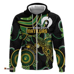 custom matildas naidoc week hoodie australia kangaroo keep the fire burning black