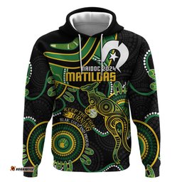 custom matildas naidoc week hoodie australia kangaroo keep the fire burning black