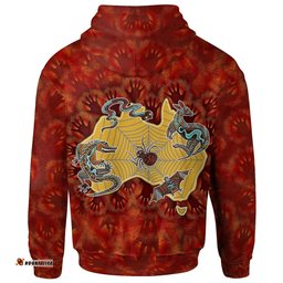 Aboriginal Hoodie Australia Map Hand Patterns Spider Web