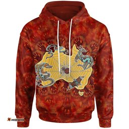 Aboriginal Hoodie Australia Map Hand Patterns Spider Web