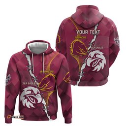 personalised broncos and eagles rugby hoodie sporty version