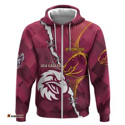 personalised broncos and eagles rugby hoodie sporty version