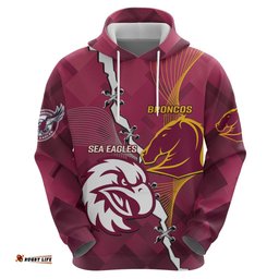 personalised broncos and eagles rugby hoodie sporty version