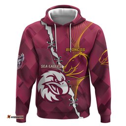 personalised broncos and eagles rugby hoodie sporty version