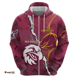 personalised broncos and eagles rugby hoodie sporty version