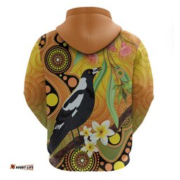 australia eucalyptus flower and magpie hoodie aboriginal art