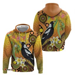 australia eucalyptus flower and magpie hoodie aboriginal art