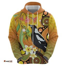 australia eucalyptus flower and magpie hoodie aboriginal art