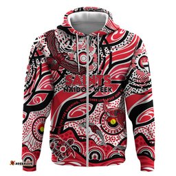 custom naidoc week 2024 saints hoodie aboriginal animals keep the fire burning dt02