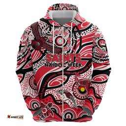 custom naidoc week 2024 saints hoodie aboriginal animals keep the fire burning dt02