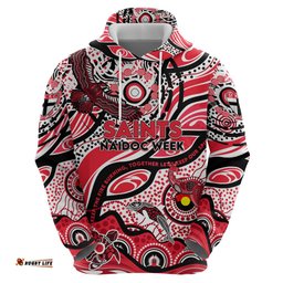 custom naidoc week 2024 saints hoodie aboriginal animals keep the fire burning dt02