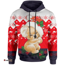Christmas Hoodie Koala Hoodie Kangaroo Symbol Snowflakes Unisex