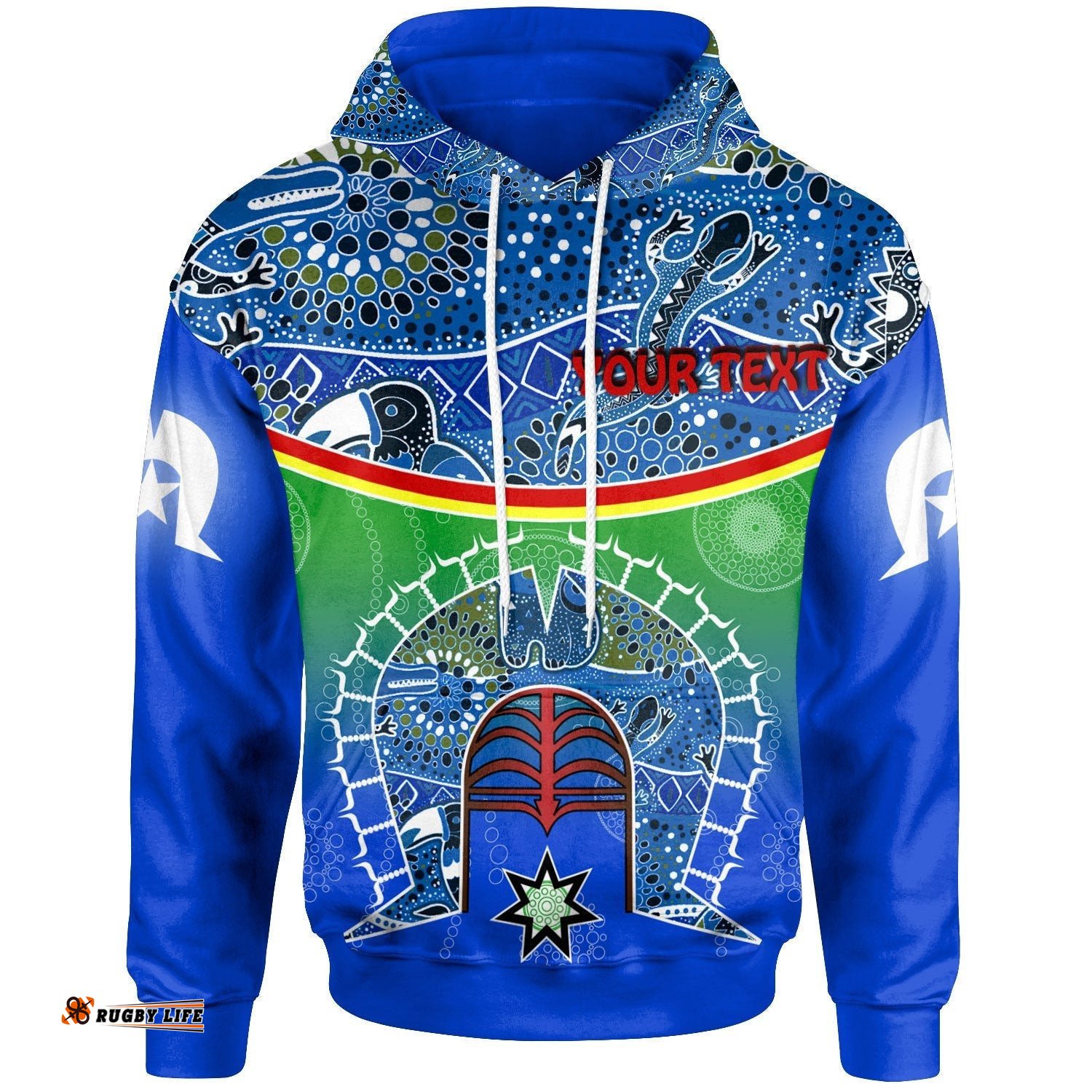 Personalised Hoodie Torres Strait Symbol With Aboriginal Patterns