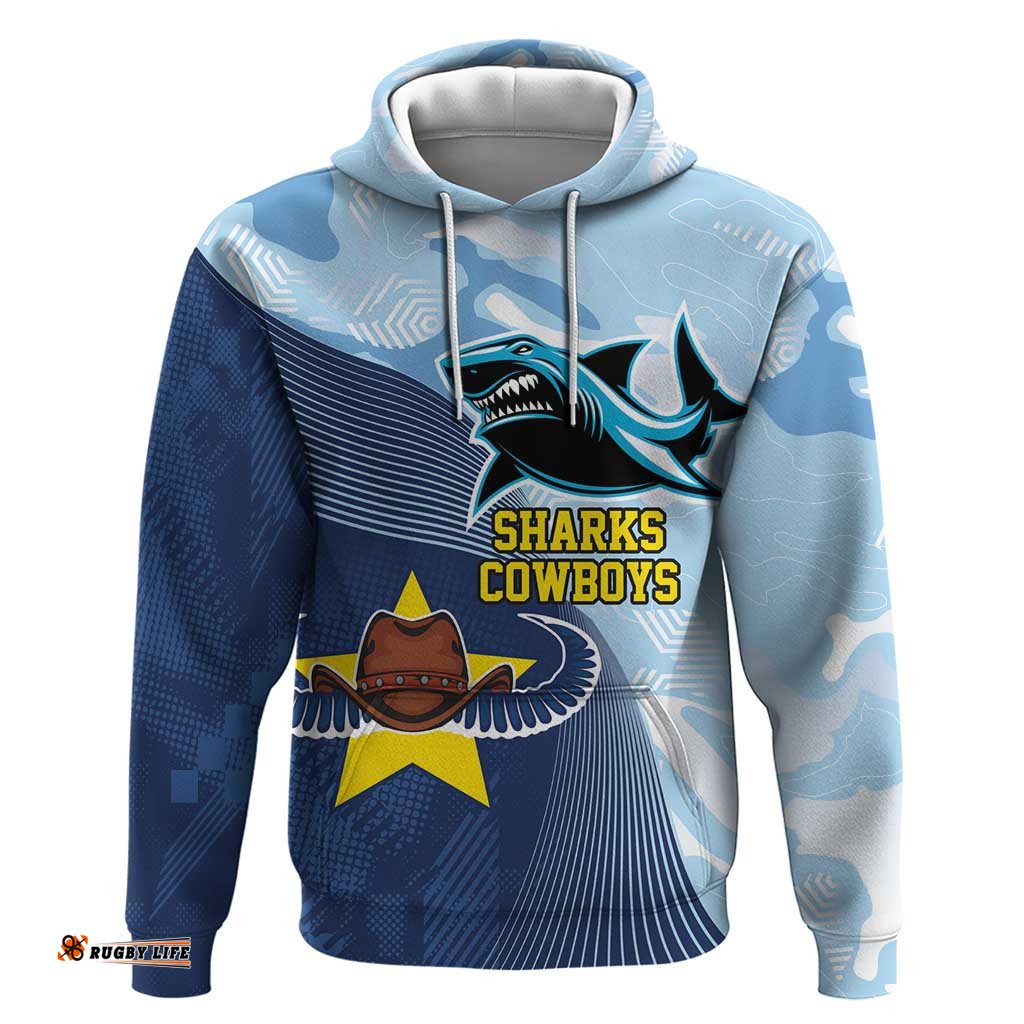 sharks cowboys rugby custom hoodie half dynamic style