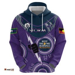 custom nrl storm naidoc week hoodie keep the fire burning indigenous art