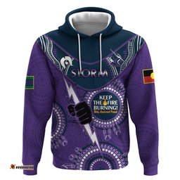 custom nrl storm naidoc week hoodie keep the fire burning indigenous art