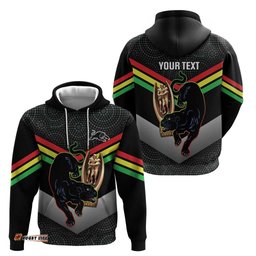 personalised panthers rugby 2024 hoodie mascot with trophy go champions aboriginal art
