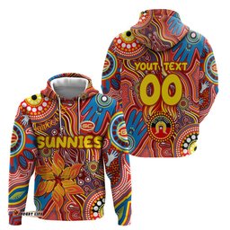 personalised naidoc week 2024 gold coast suns hoodie australian aboriginal hand painting dt02