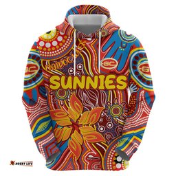 personalised naidoc week 2024 gold coast suns hoodie australian aboriginal hand painting dt02