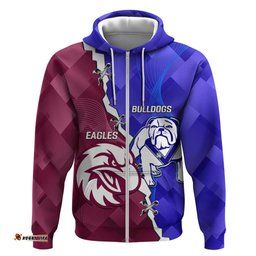 personalised bulldogs and eagles rugby hoodie dynamic style