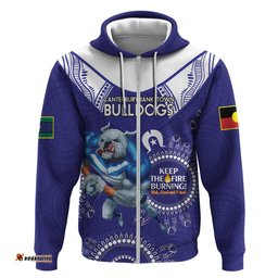 custom nrl bulldogs naidoc week hoodie keep the fire burning indigenous art