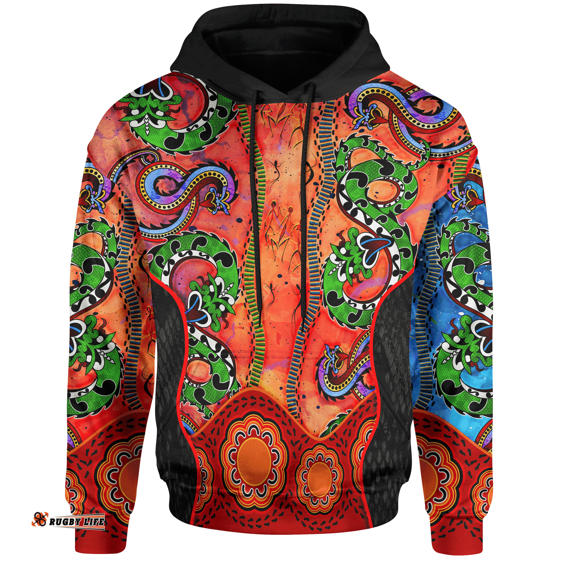 Aboriginal Hoodie Aussie Indigenous Patterns Orange