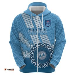 custom nsw blues rugby hoodie aussie aboriginal mix polynesian pattern