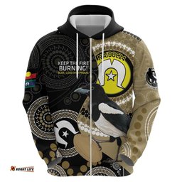 custom afl collingwood naidoc week hoodie keep the fire burning indigenous art