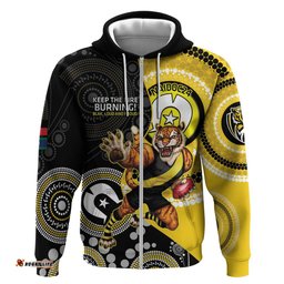custom afl richmond naidoc week hoodie keep the fire burning indigenous art