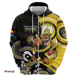 custom afl richmond naidoc week hoodie keep the fire burning indigenous art
