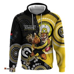 custom afl richmond naidoc week hoodie keep the fire burning indigenous art