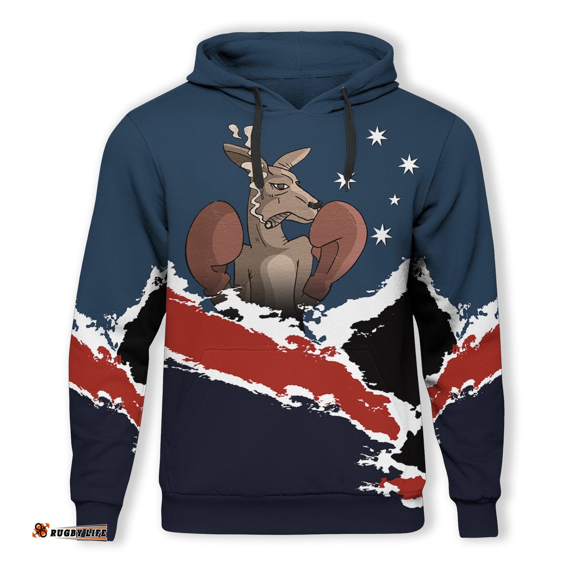 Hoodie Kangaroo Hoodie Boxing Australian Coat Of Arms Unisex