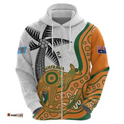 custom fiji and australia rugby hoodie fijian palm tree mix aussie kangaroo