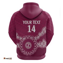 custom qld maroons rugby hoodie aussie aboriginal mix polynesian pattern