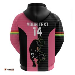 custom panthers rugby hoodie black pink color sporty style