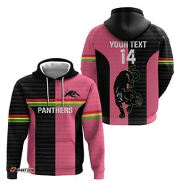 custom panthers rugby hoodie black pink color sporty style