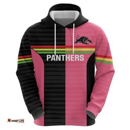 custom panthers rugby hoodie black pink color sporty style