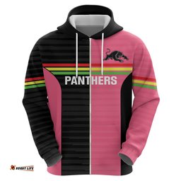 custom panthers rugby hoodie black pink color sporty style