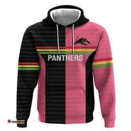 custom panthers rugby hoodie black pink color sporty style