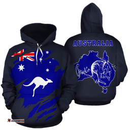 Hoodie Aus Flag Hoodie Kangaroo Map Ver04 Unisex