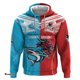 custom sharks dragons rugby hoodie with sporty style