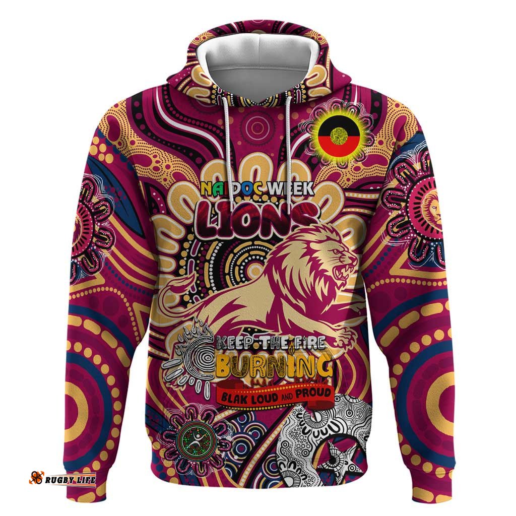 custom brisbane lions naidoc week 2024 hoodie mascot football dt02