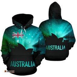 Hoodie Sydney Opera Hoodie Aus Flag Galaxy Color Aurora Unisex