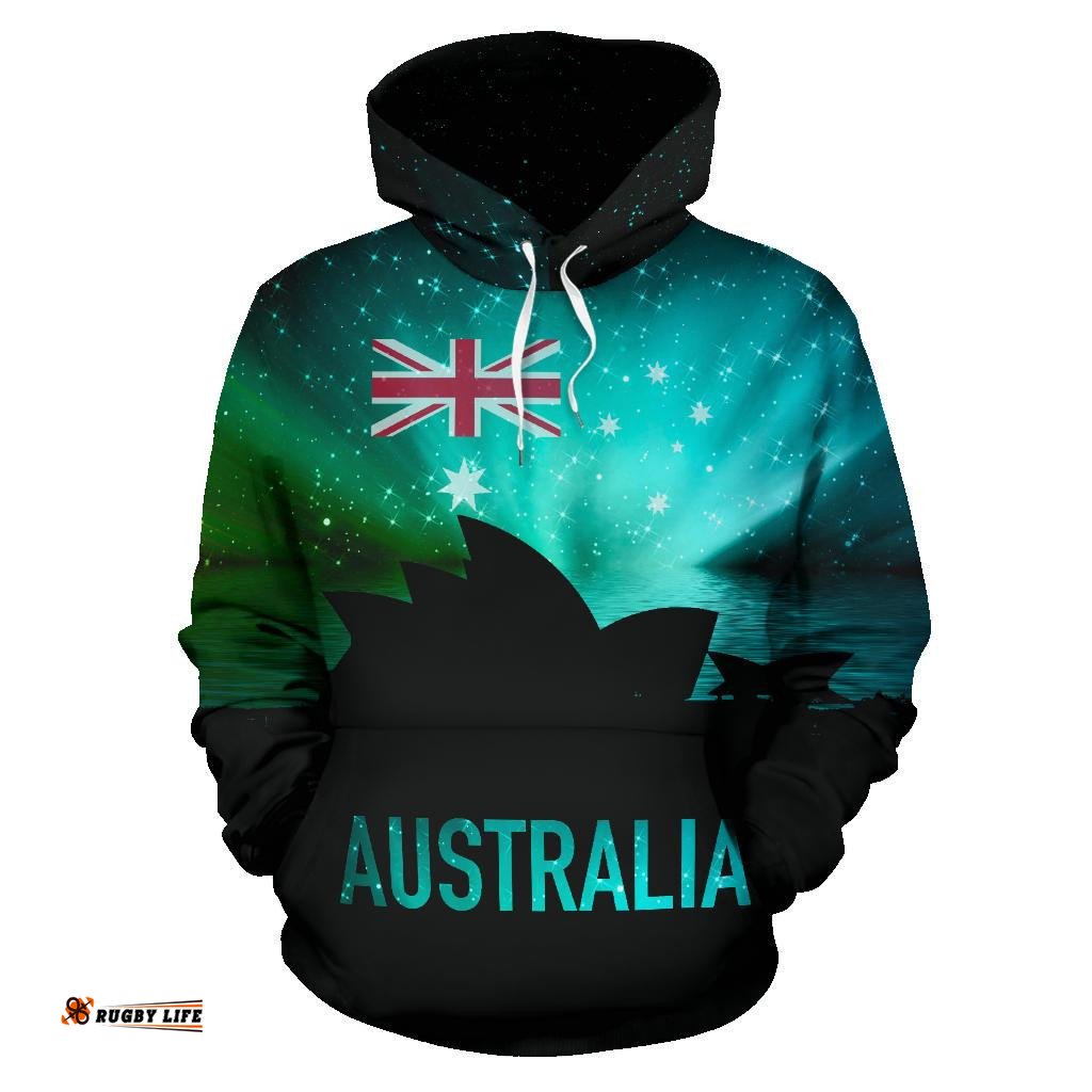 Hoodie Sydney Opera Hoodie Aus Flag Galaxy Color Aurora Unisex