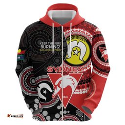 custom afl swans naidoc week hoodie keep the fire burning indigenous art