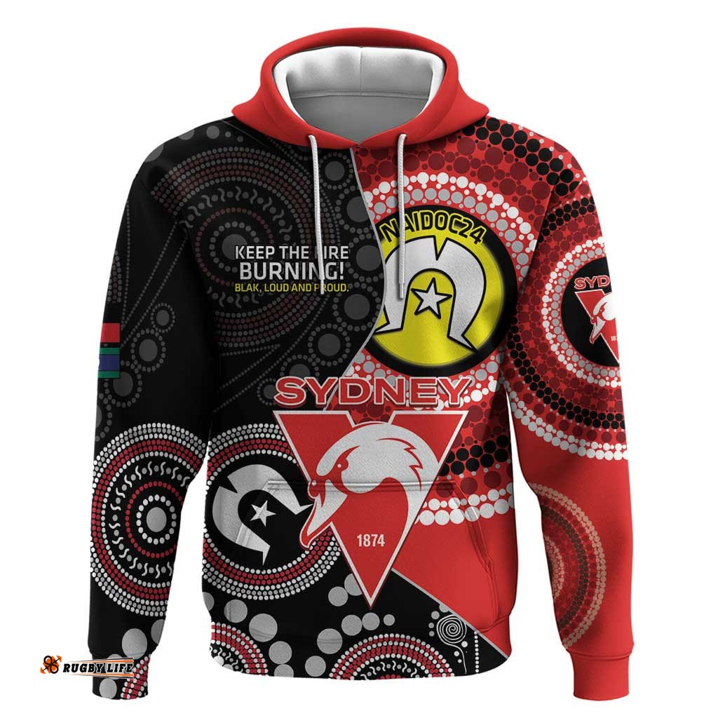 custom afl swans naidoc week hoodie keep the fire burning indigenous art