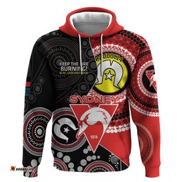 custom afl swans naidoc week hoodie keep the fire burning indigenous art