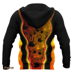 Aboriginal Hoodie, Aboriginal Rock Painting Hand Art Golden Style